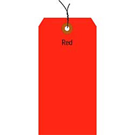 Office Depot® Brand Fluorescent Prewired Shipping Tags, #8, 6 1/4" x 3 1/8", Red, Box Of 1,000