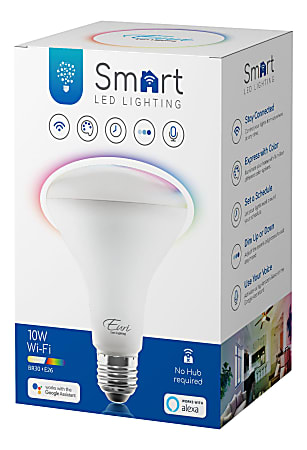 Euri LED Smart Wi-Fi RGB Color BR30 Flood Bulb, 650 Lumens, 10 Watts, 2000 - 5000 Kelvin, 1 Each