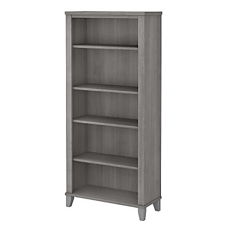 Bush Furniture Somerset 66"H 5-Shelf Bookcase, Platinum Gray, Standard Delivery