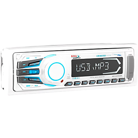 BOSS AUDIO MR1308UAB Marine Single-DIN MECH-LESS Multimedia Player (no CD or DVD), Receiver, Bluetooth, Detachable Front Panel, Wireless Remote - Plays | MP3/USB/SD