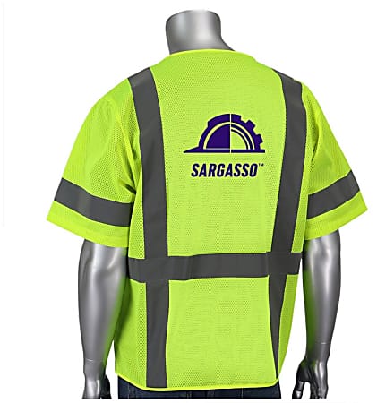 Custom 5-Pocket Value Mesh Safety Vests, Safety Yellow, Set Of 19 Vests