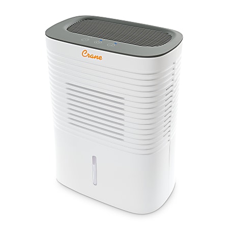 Crane 4 Pint Compact Dehumidifier with Timer Function, 300 Sq Ft. Coverage, 5 1/2" x 9" x 12", White 