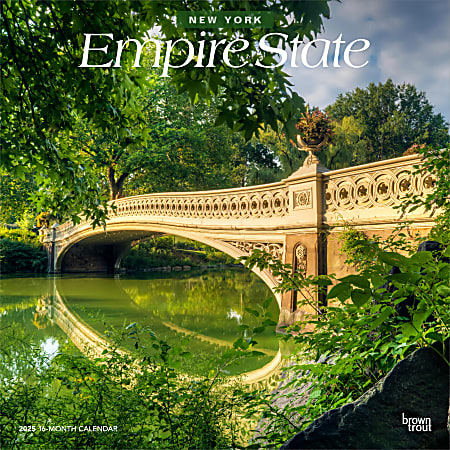 2025 BrownTrout Empire State New York Places Monthly Square Wall Calendar, 12" x 12", American States, Jan to Dec 2025, 9781975483036