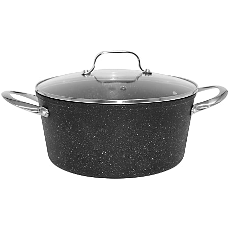 THE ROCK™ By Starfrit® Aluminum Nonstick Stockpot With Glass Lid & Stainless Steel Handles, 6 Qt, Black