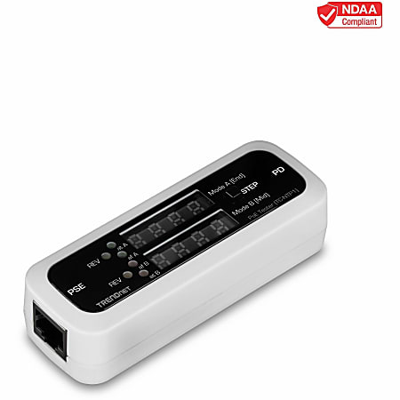 TRENDnet Inline PoE Tester, TC-NTP1, Tests 4PPoE, PoE+, PoE & Passive PoE Technology, Wattage, Voltage, Amperage, Polarity, LED Display, Batter