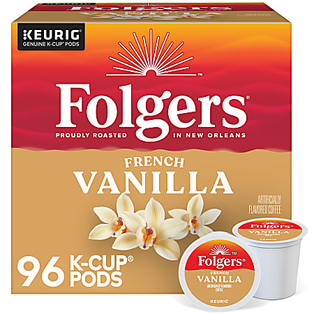 Folgers French Vanilla Keurig Single Serve K-Cup Pods, 24 Pods Per Pack, Case Of 4 Packs