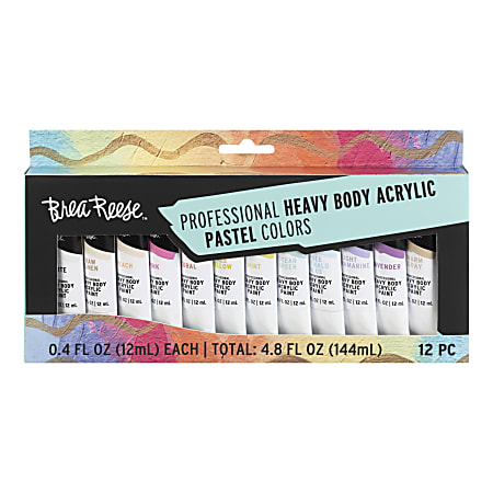 Brea Reese Professional Heavy Body Acrylic Paint Pastel Colors Pack Of 12 -  Office Depot