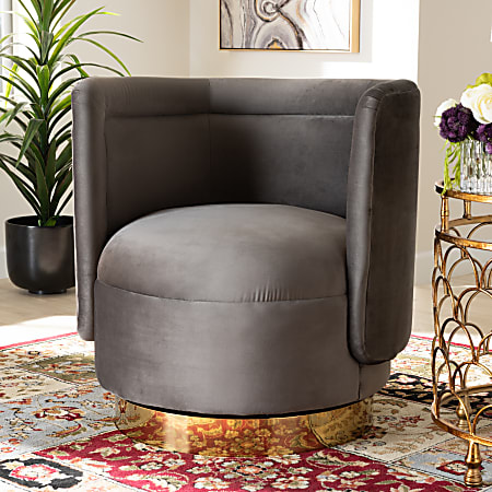 Baxton Studio Saffi Swivel Accent Chair Gray Office Depot