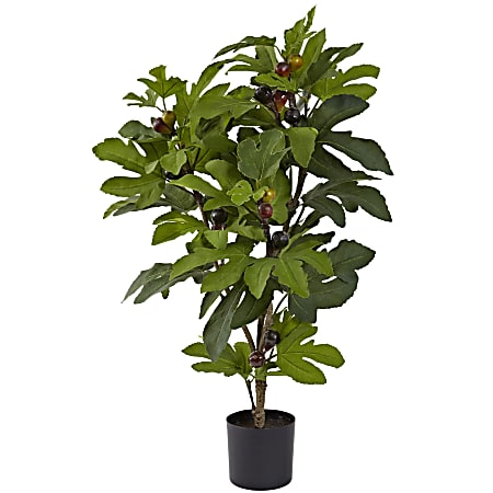 Nearly Natural 15 Fig 32”H Plastic Tree With Pot, 32”H x 20”W x 20”D, Green