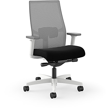 HON Ignition Mid-back Task Chair - Black Seat - Fog Mesh Back - Designer White Frame - Mid Back - 1 Each