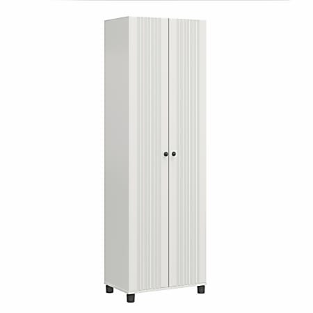 Systembuild Evolution Kendall Fluted 24"W 2-Door Storage Cabinet, White