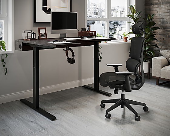 Realspace Magellan 60 W Pneumatic Height Adjustable Standing Desk Gray -  Office Depot