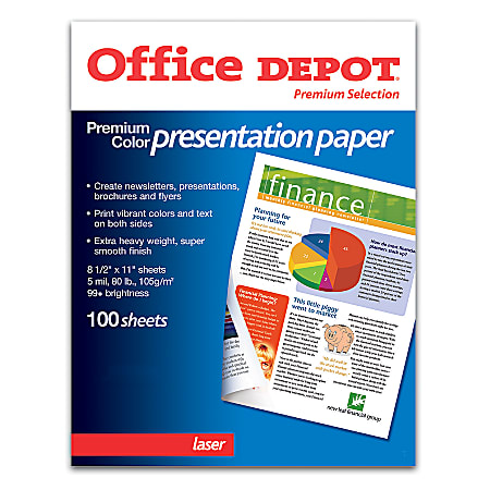 Office Depot Brand Laser Presentation Paper Glossy 8 12 x 11 65 Lb Pack Of  100 Sheets - Office Depot