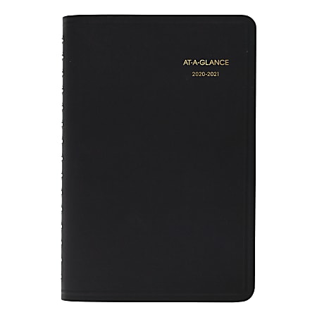 AT-A-GLANCE® Academic Daily Appointment Book/Planner, 5" x 8", Black, July 2020 to June 2021, 7080705