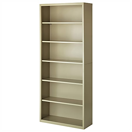 Lorell® Fortress Series Steel Modular Shelving Bookcase, 6-Shelf, 82"H x 34-1/2"W x 13"D, Putty