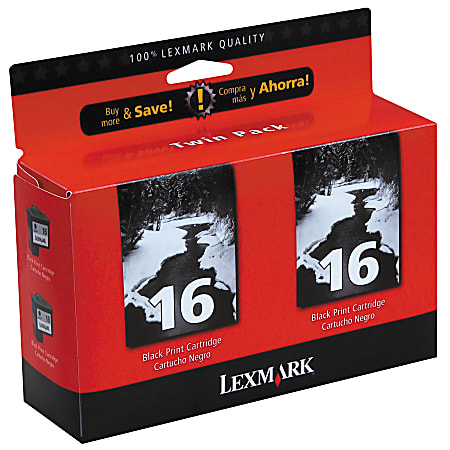 Lexmark™ 16 Black Ink Cartridges, Pack Of 2, 10N0016