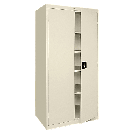 Lorell™ Fortress Series Steel Storage Cabinet, 4 Adjustable Shelves, 1 Fixed Shelf, 78"H x 36"W x 24"D, Putty