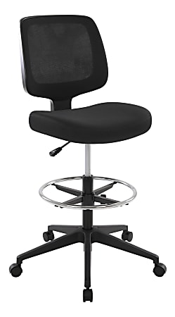 Realspace&reg; Laristo Mesh/Fabric Mid-Back Drafting Chair, Black, BIFMA Compliant