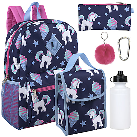6-In-1 Backpack Set, Ice Cream/Unicorns