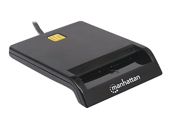 Manhattan USB A Contact Smart Card Reader 12 Mbps Friction type compatible  External Windows or Mac Cable 105cm Black Three Year Warranty Blister SMART  card reader USB - Office Depot