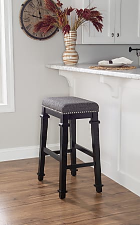 Linon Marshall Backless Bar Stool GrayBlack Office Depot