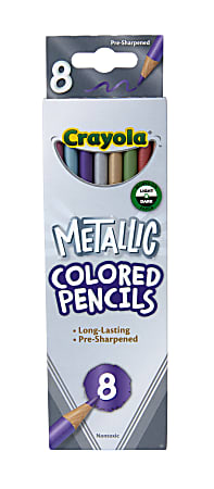 Crayola Metallic Color Pencils Assorted Colors Box Of 8 Color