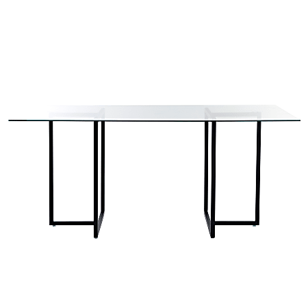 Eurostyle Legend Rectangle Dining Table, 30”H x 66”W x 36”D, Matte Black/Clear