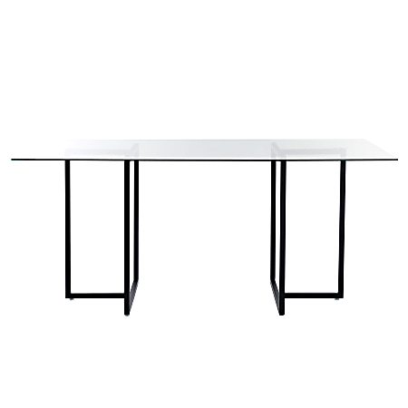 Eurostyle Legend Rectangle Dining Table, 30&rdquo;H x 66&rdquo;W x 36&rdquo;D, Matte Black/Clear