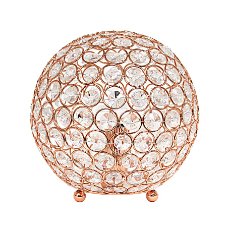 Lalia Home Elipse Glamorous Crystal Orb Table Lamp, 8"H, Rose Gold