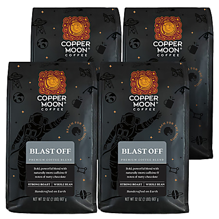 Copper Moon Whole Bean Coffee, Medium Roast, Stargazer Blend, 4 Bags (2 lbs Each)