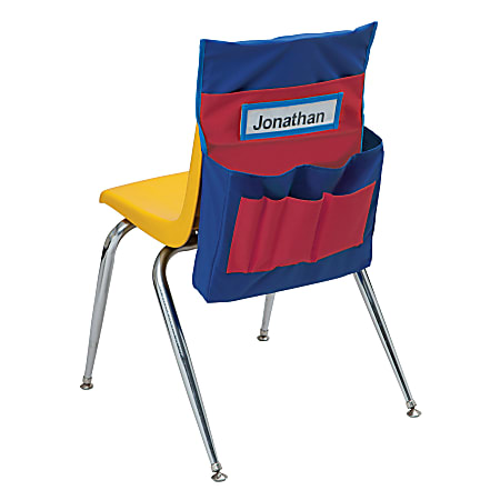 Pacon® Chair Storage Pocket Chart, Blue/Red, 18-1/2"H x 14-1/2"W x 2-1/2"D, 1 Chair Cover
