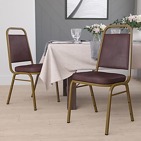 Flash Furniture HERCULES Series Trapezoidal Back Stacking Banquet Chairs, Brown/Gold, Pack Of 4 Chairs