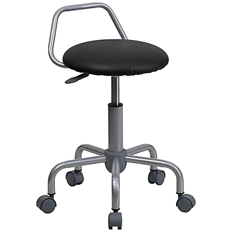Flash Furniture Ergonomic Task Stool, Black Seat/Silver Frame, Quantity: 1