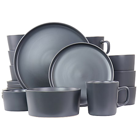 Elama Luxmatte 20-Piece Dinnerware Set, Dark Gray