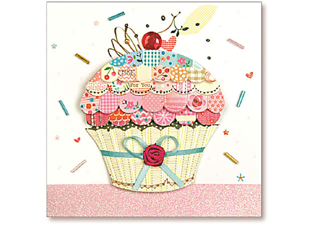 Viabella Birthday Greeting Card With Envelope, Cherry Cupcake,