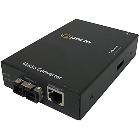 Perle S-1110-M2SC05 Media Converter - 1 x Network (RJ-45) - 1 x SC Ports - 10/100/1000Base-T, 1000Base-SX - Rail-mountable, Rack-mountable