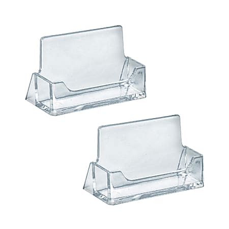Azar Displays Business Card Holders, 2”H x 3-5/8”W x 1-1/2”D, Clear, Pack Of 2 Holders
