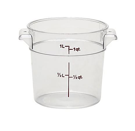 Cambro Camwear 1-Quart Round Storage Containers, Clear, Set Of 12 Containers
