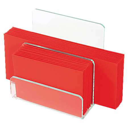 Lorell® Acrylic Mini File Sorter, 7 5/16"W x 8 1/8"D x 8 5/16"H, Clear/Green Edge