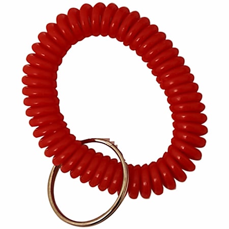 Sparco Split Ring Wrist Coil Key Holders 2.1 x 2.1 x 2.4 6 Pack Red Office Depot