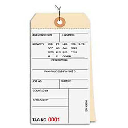 Prewired Manila Inventory Tags, 2-Part Carbonless, 7500-7999, Box Of 500