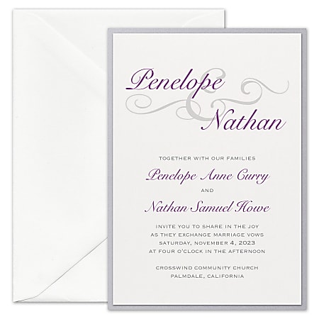 Custom Premium Wedding & Event Invitations With Backers/Envelopes, Charming Type, 5" x 7", Box Of 25 Invitations