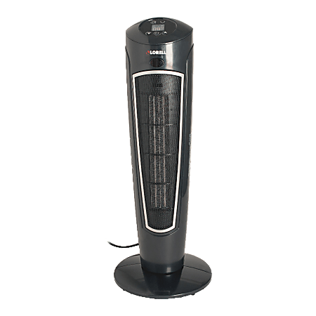Lorell™ Ceramic Tower Heater, 23 1/2" x 8 5/8" x 8 5/8", Black