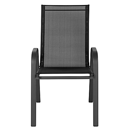 Flash Furniture Brazos Series Outdoor Stack Chairs Black Pack Of 4 Chairs ODP Business Solutions