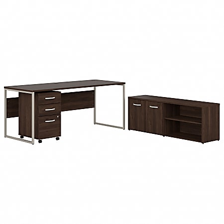 Bush® Business Furniture Hybrid 72"W Computer Table Desk With Storage And Mobile File Cabinet, Black Walnut, Standard Delivery