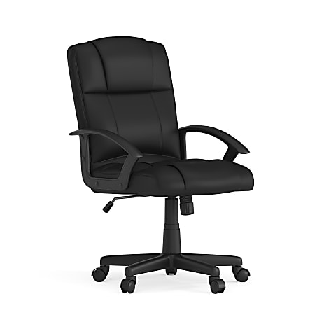 Flash Furniture Flash Fundamentals LeatherSoft™ Faux Leather Mid-Back Task Chair, Black