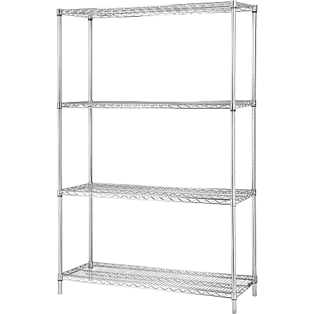 Lorell® Industrial Wire Shelving Starter Unit, 48"W x 24"D, Chrome