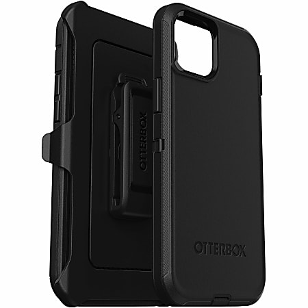 OtterBox Defender Carrying Case (Holster) Apple iPhone 15 Plus, iPhone 14 Plus Smartphone - Black - Drop Resistant, Scrape Resistant, Dirt Resistant, Bump Resistant, Impact Absorbing, Dust Resistant - Polycarbonate, Synthetic Rubber Body - Holster