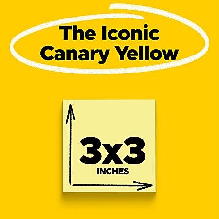 3x3 Inch Yellow Sticky Notes - 40 Sheets Per Pad, Super Sticky