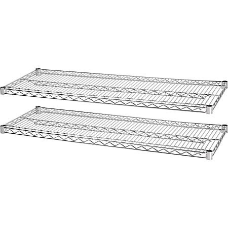 Lorell® Industrial Wire Shelving Extra Shelves, 48"W x 24"D, Chrome, Set Of 2